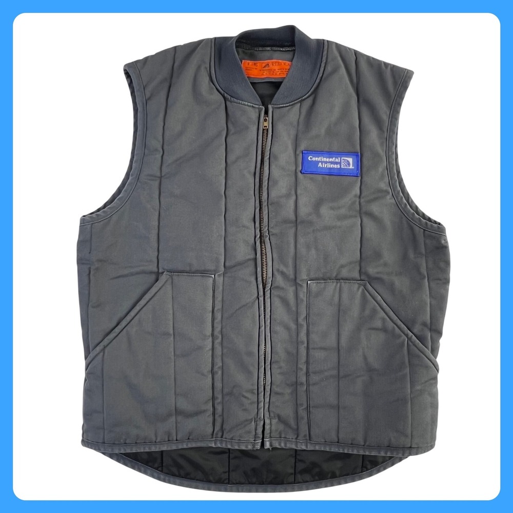 Red Kap Insulated Work Vest Men's LARGE Gray Quilted Continental‎ Airlines